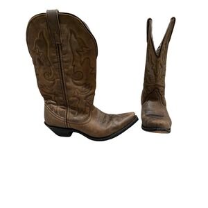 Laredo Womens Brown Leather Leopard Print Lining Western Cowboy Boots 51079 9W